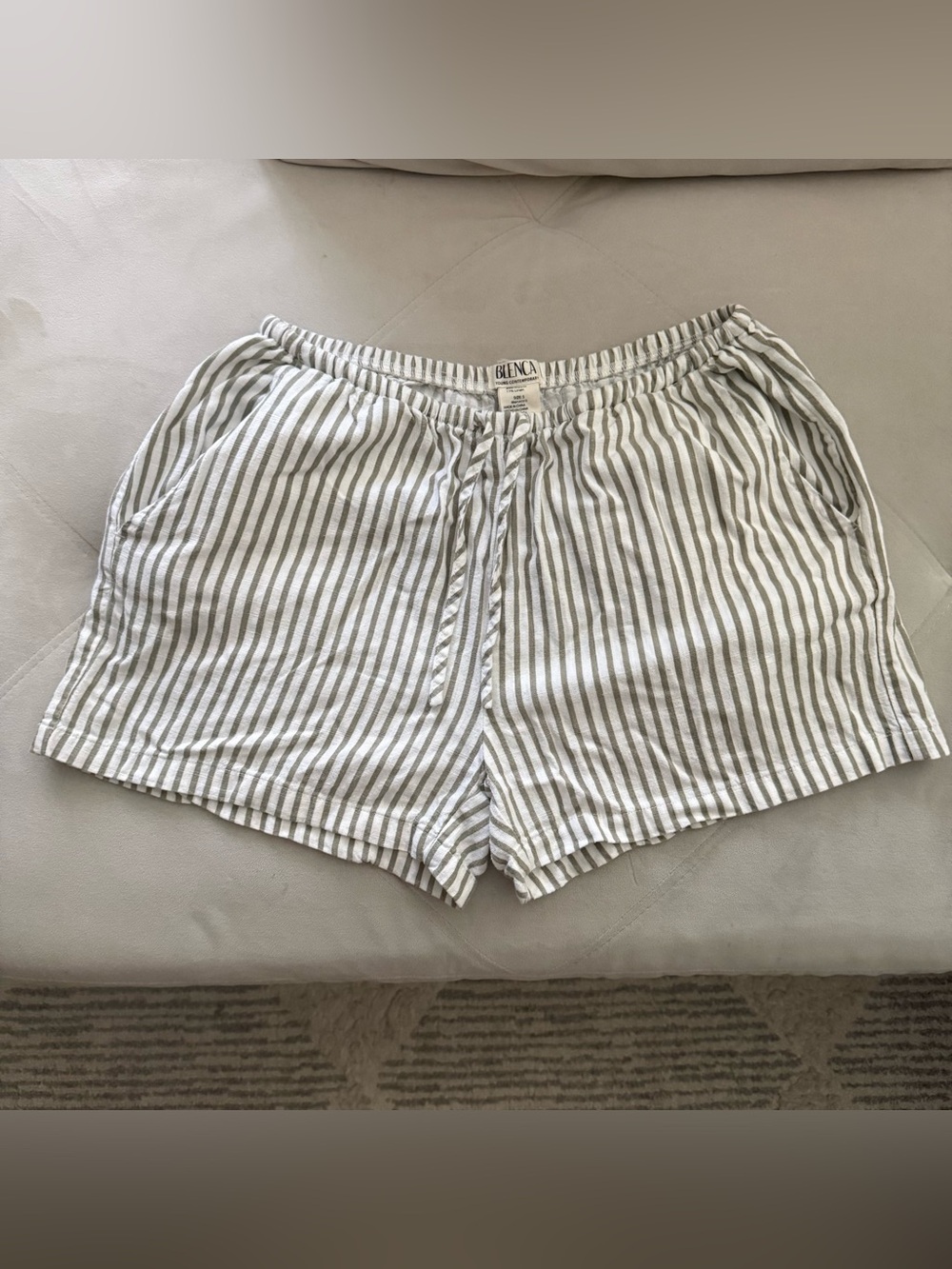 Green and cream striped Pull-On Shorts